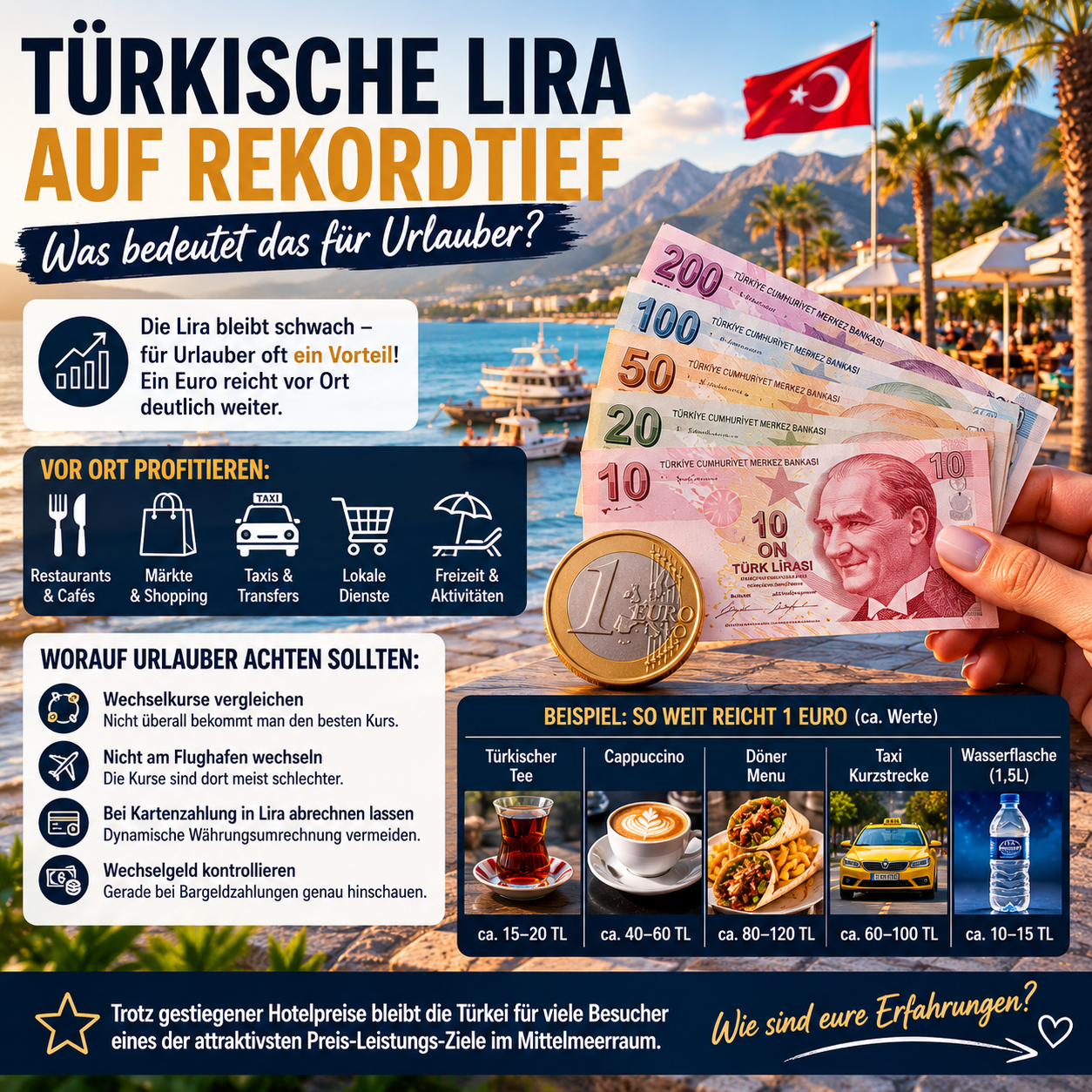 Türkische Lira auf Rekordtief – Was bedeutet das für Urlauber?