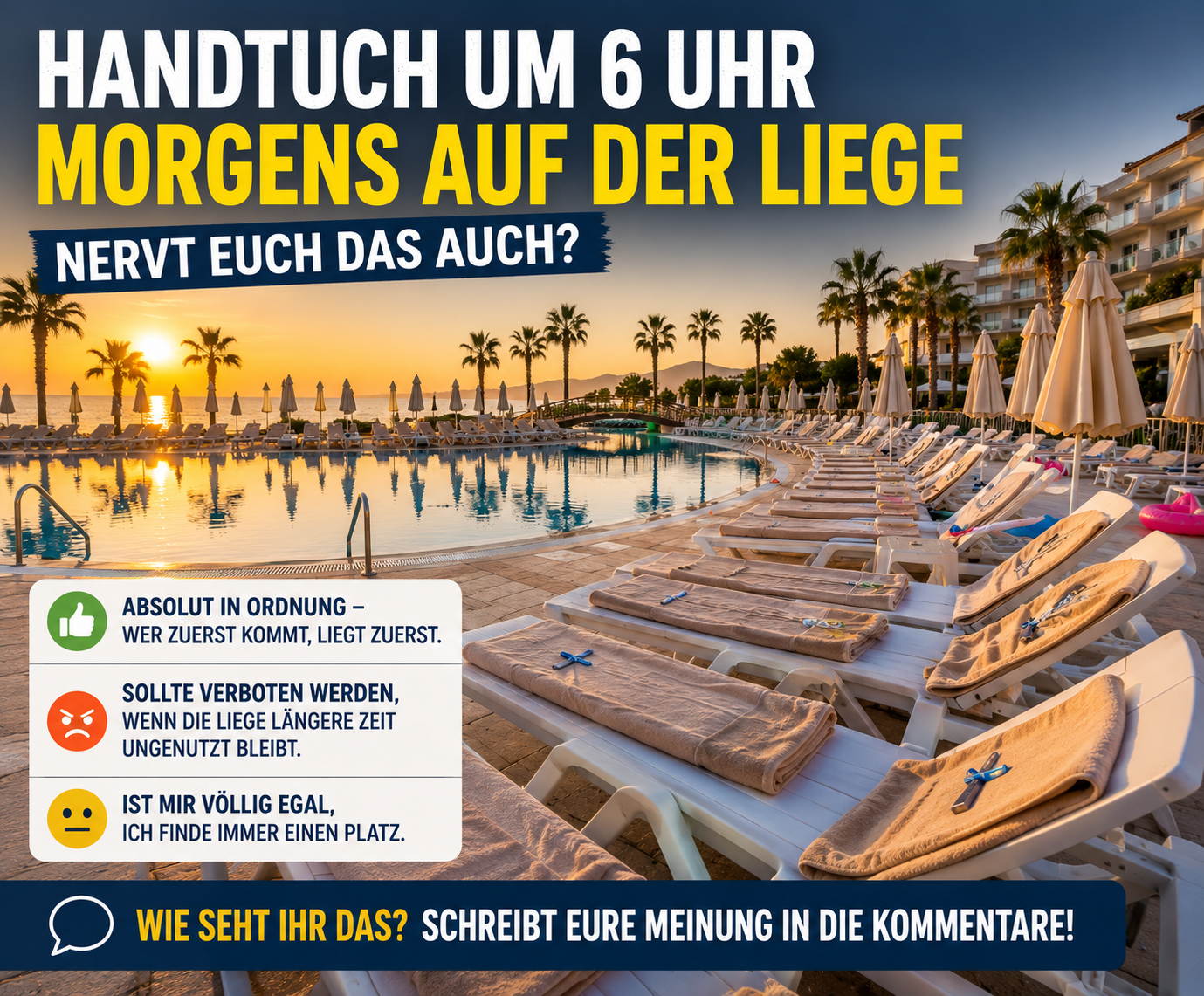 Handtuch um 6 Uhr morgens auf der Liege – nervt euch das auch?