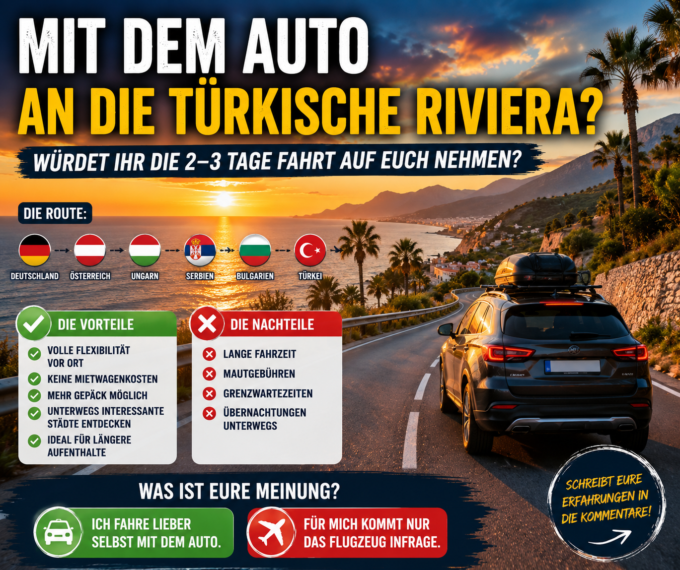 Mit dem Auto an die Türkische Riviera – würdet ihr das machen?